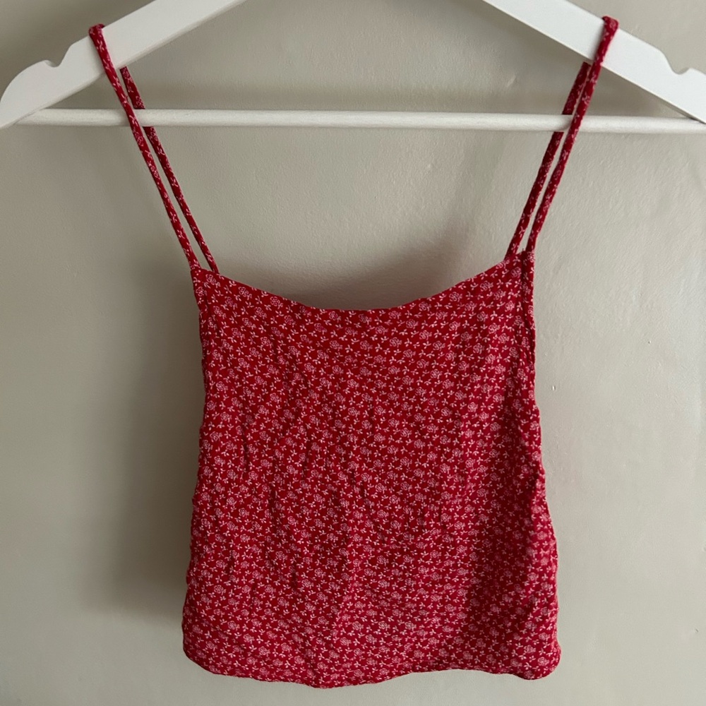 Brandy Melville Red Floral Crop Tank Top